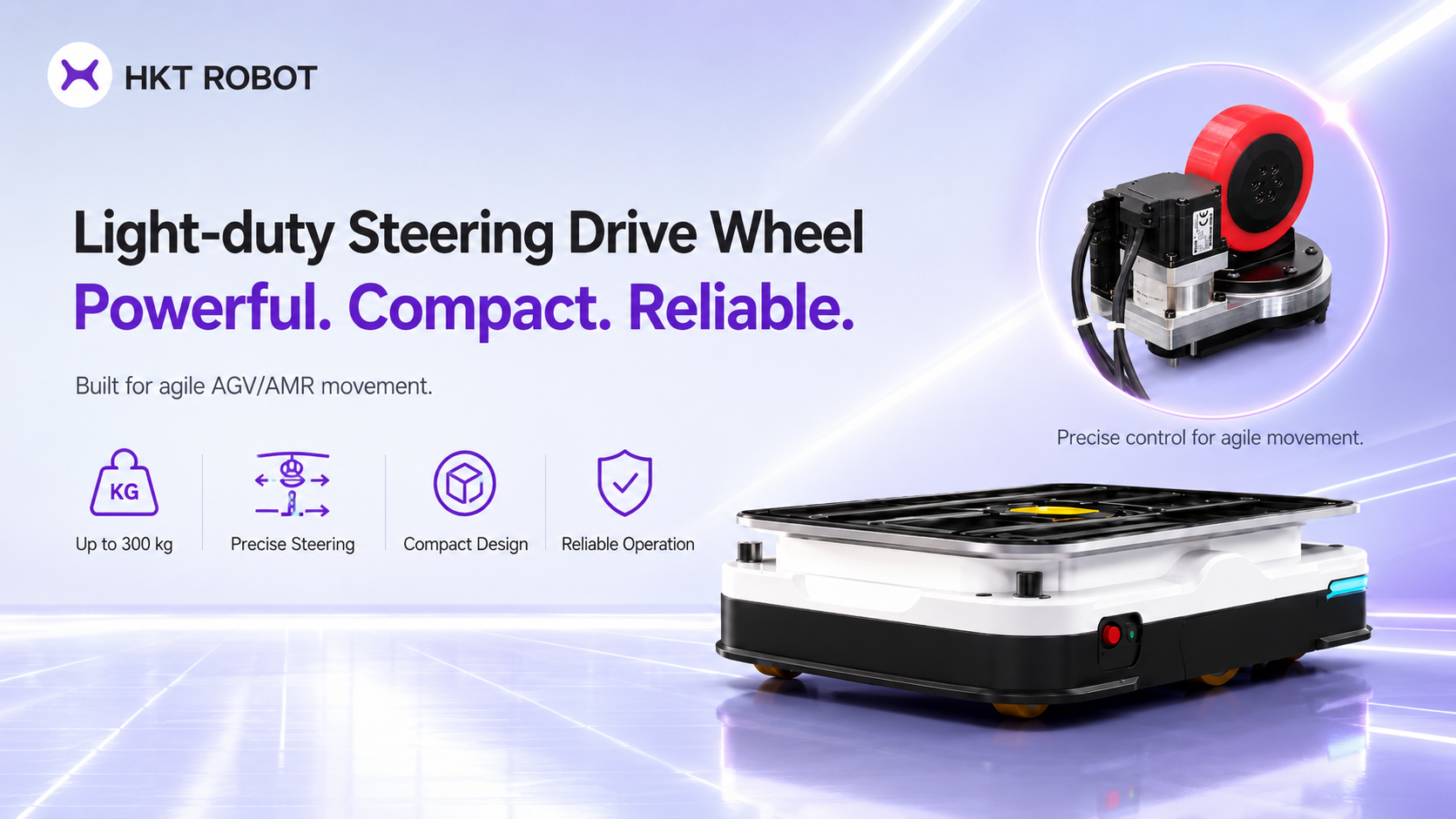 Light-duty Steering Drive Wheels for Comapct AGV/AMR Design